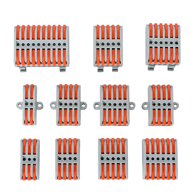 Huzalcsatlakozó, Quick Connect Terminal Block, nyomja meg a Type Connector -t, multi -multi -párosító ízületben, sín rögzített típus